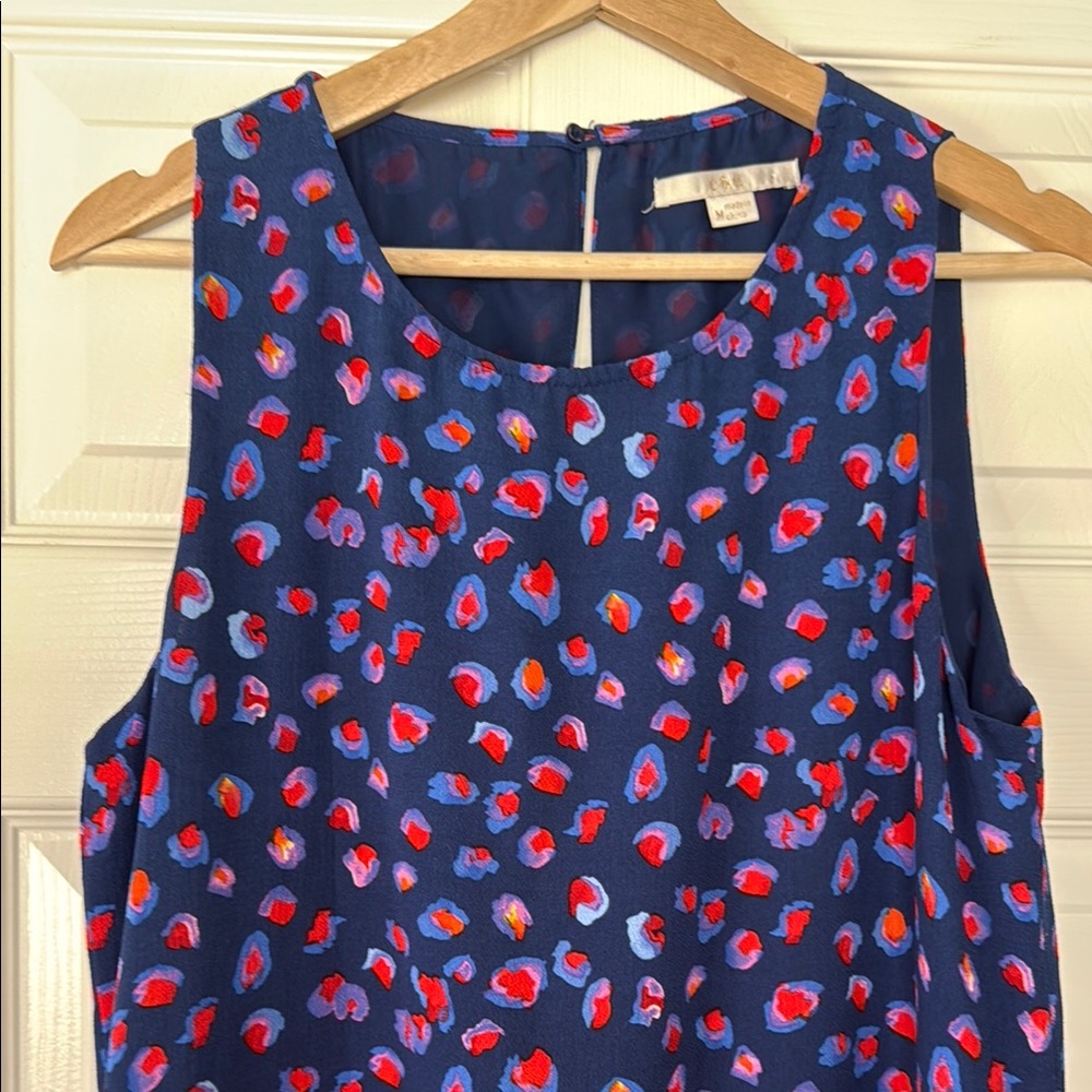 C&E blue chiffon patterned tank knee length dress